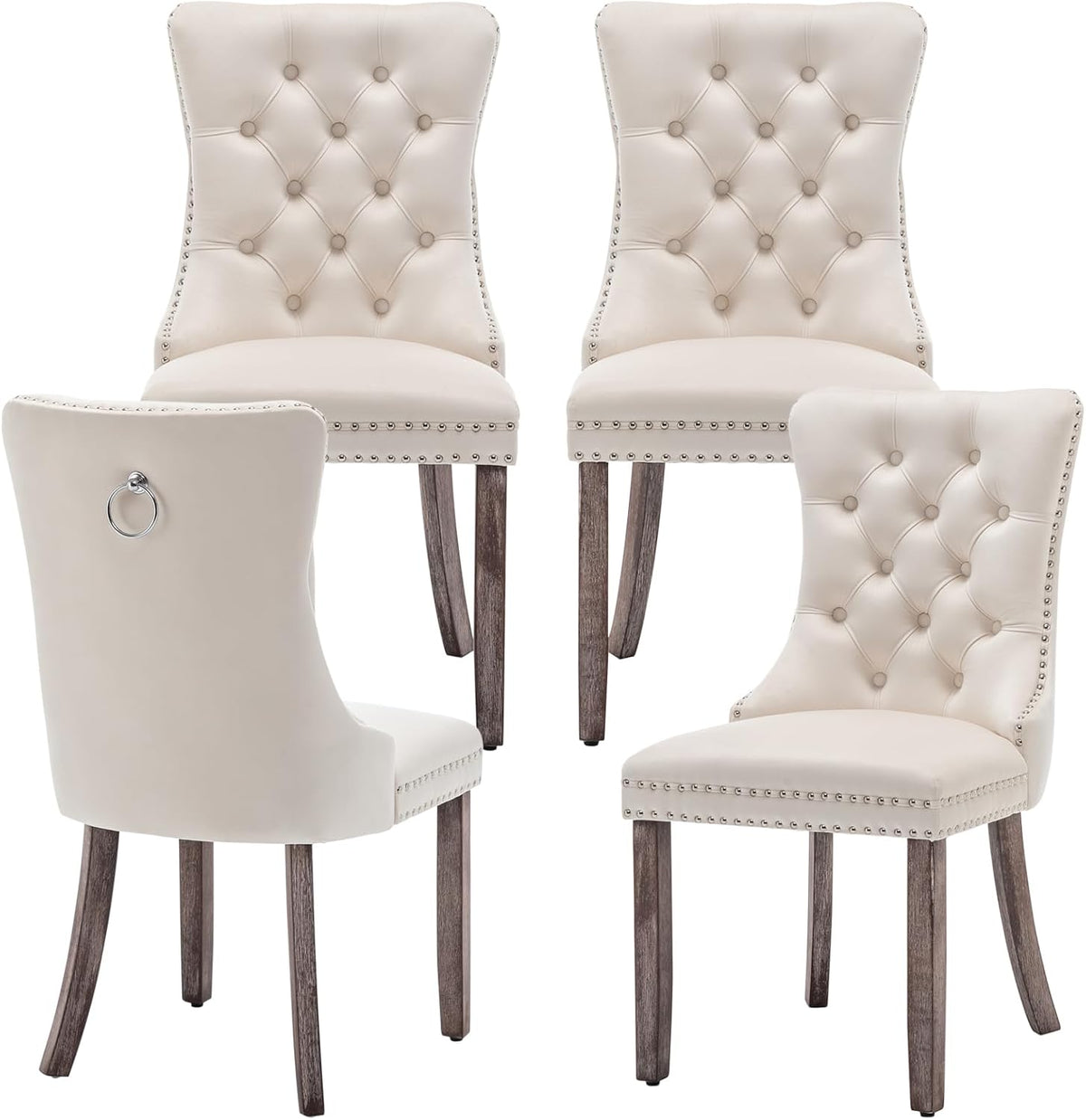 Eifizek Dining Chairs Set of 4 Upholstered Chairs with Tufted Back, Beige