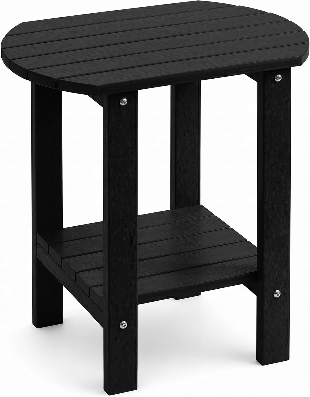 Adirondack Outdoor Side Table, 2-Tier HDPS Patio End Table, Black