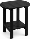 Adirondack Outdoor Side Table, 2-Tier HDPS Patio End Table, Black