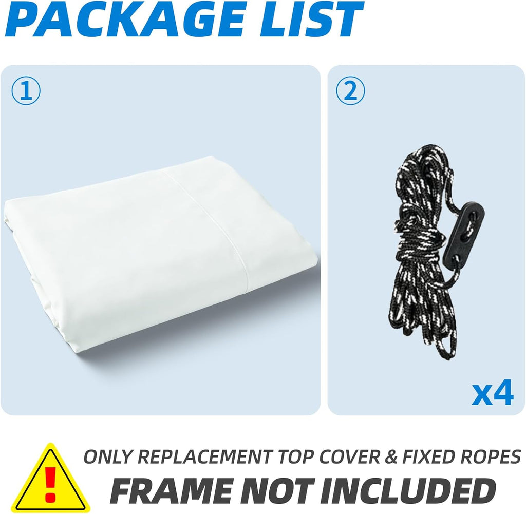 Joramoy 12x12ft Canopy Replacement Waterproof Taped Seams(White Top Only)