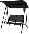 Tangkula 2 Person Porch Swing with Adjustable Canopy, Black