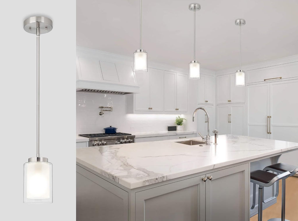 XiNBEi Lighting Modern Pendant Lighting for Kitchen Island Brushed Nickel