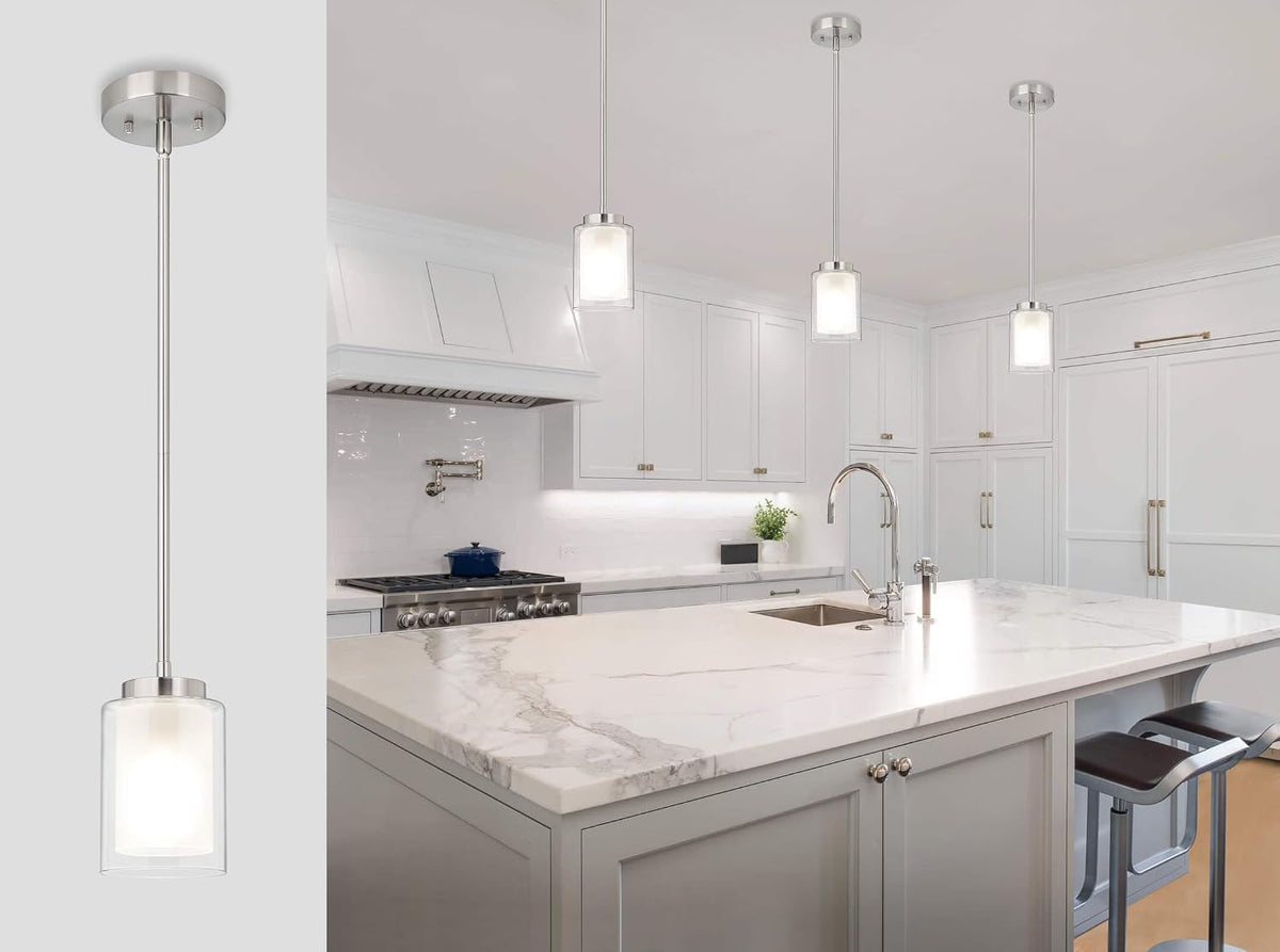 XiNBEi Lighting Modern Pendant Lighting for Kitchen Island Brushed Nickel