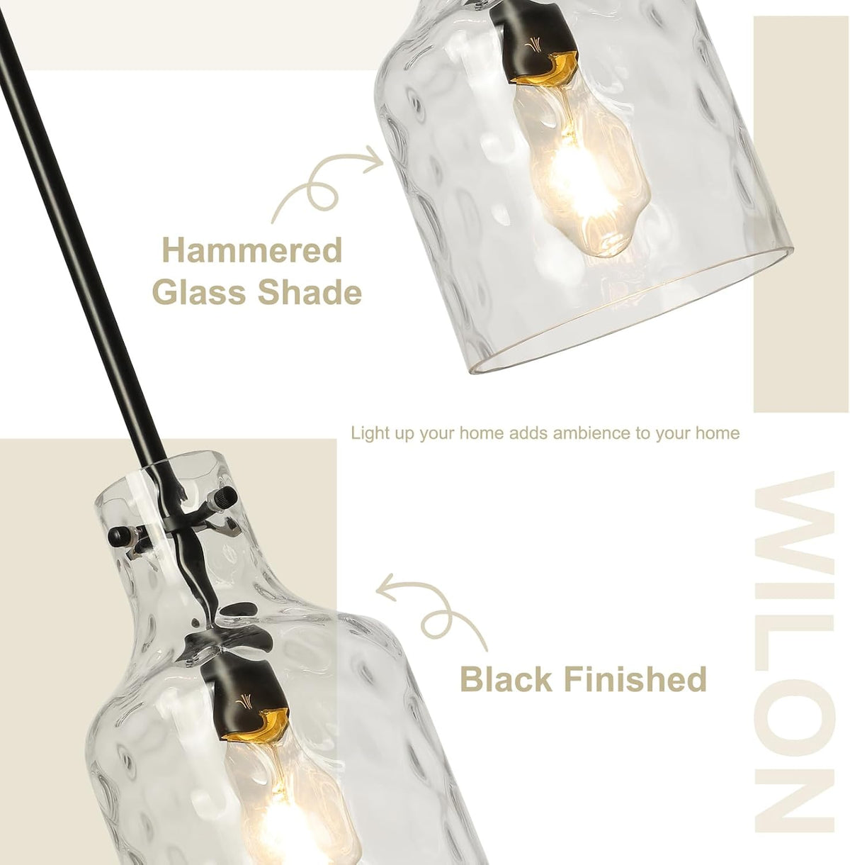 wilon industrial glass pendant lights for kitchen island, package contents