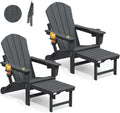 Mdeam HDPE Folding Adirondack Chairs Set of 2, 400 lbs 2 Cup Holders, Grey