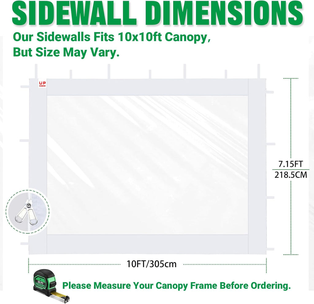 ACEPIC 10x10ft Clear Sidewalls for Canopy,White(3PCS, No Frame or Top)