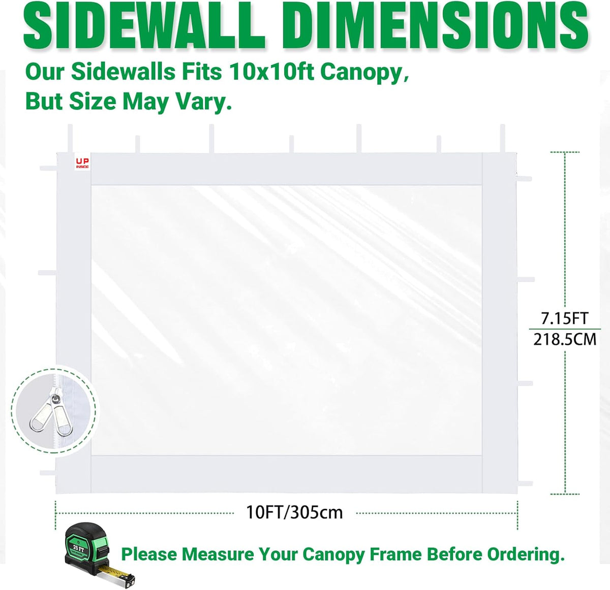 ACEPIC 10x10ft Clear Sidewalls for Canopy,White(3PCS, No Frame or Top)