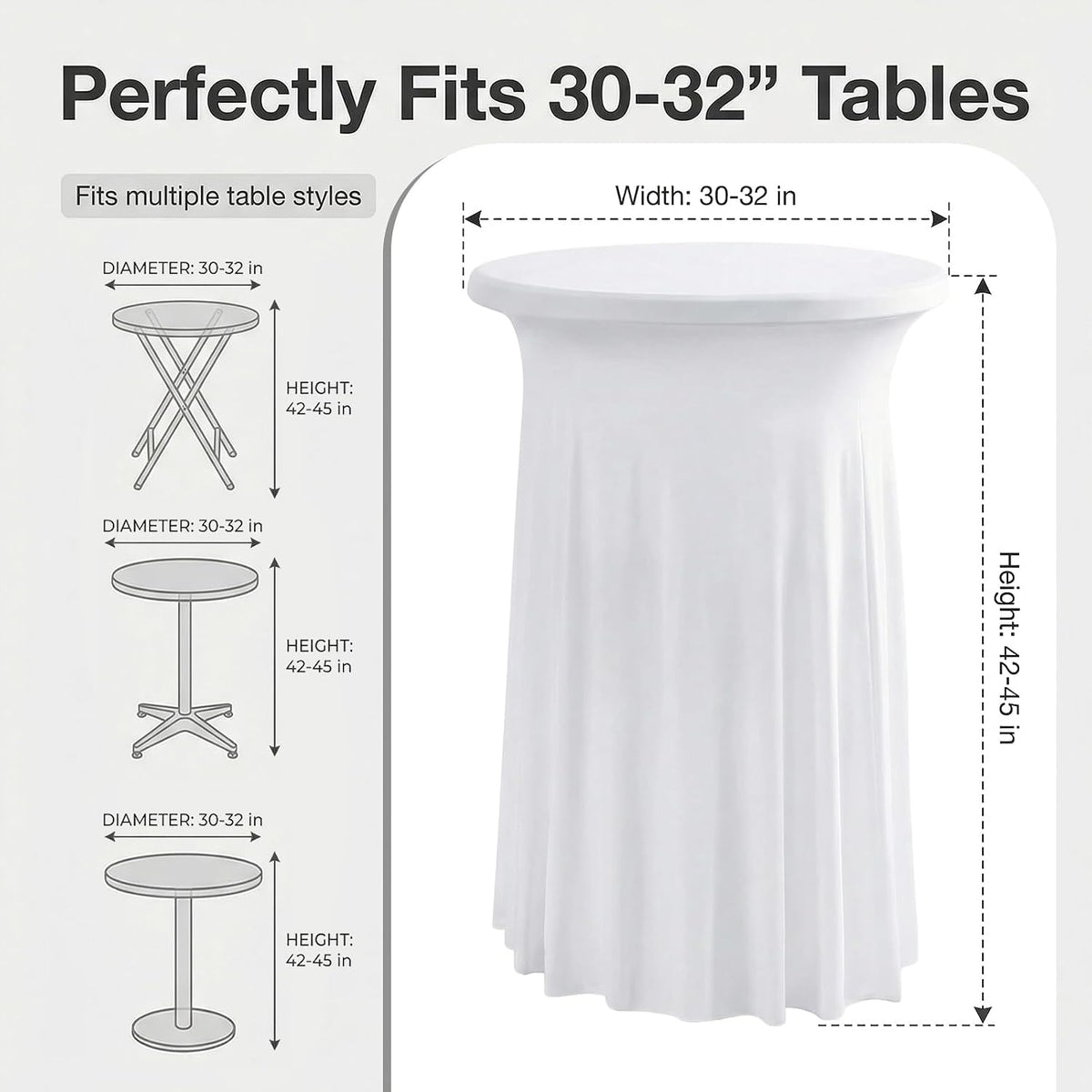 artsocket cocktail table covers, ruffle skirt, 2-pack, spandex, close-up detail