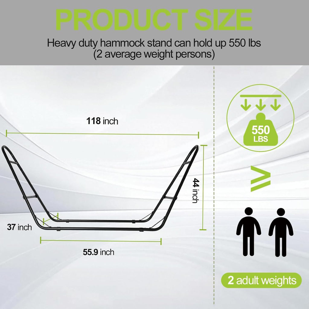 Duble Heavy Duty Steel Hammock Stand for Outside, 550 LBS Capacity