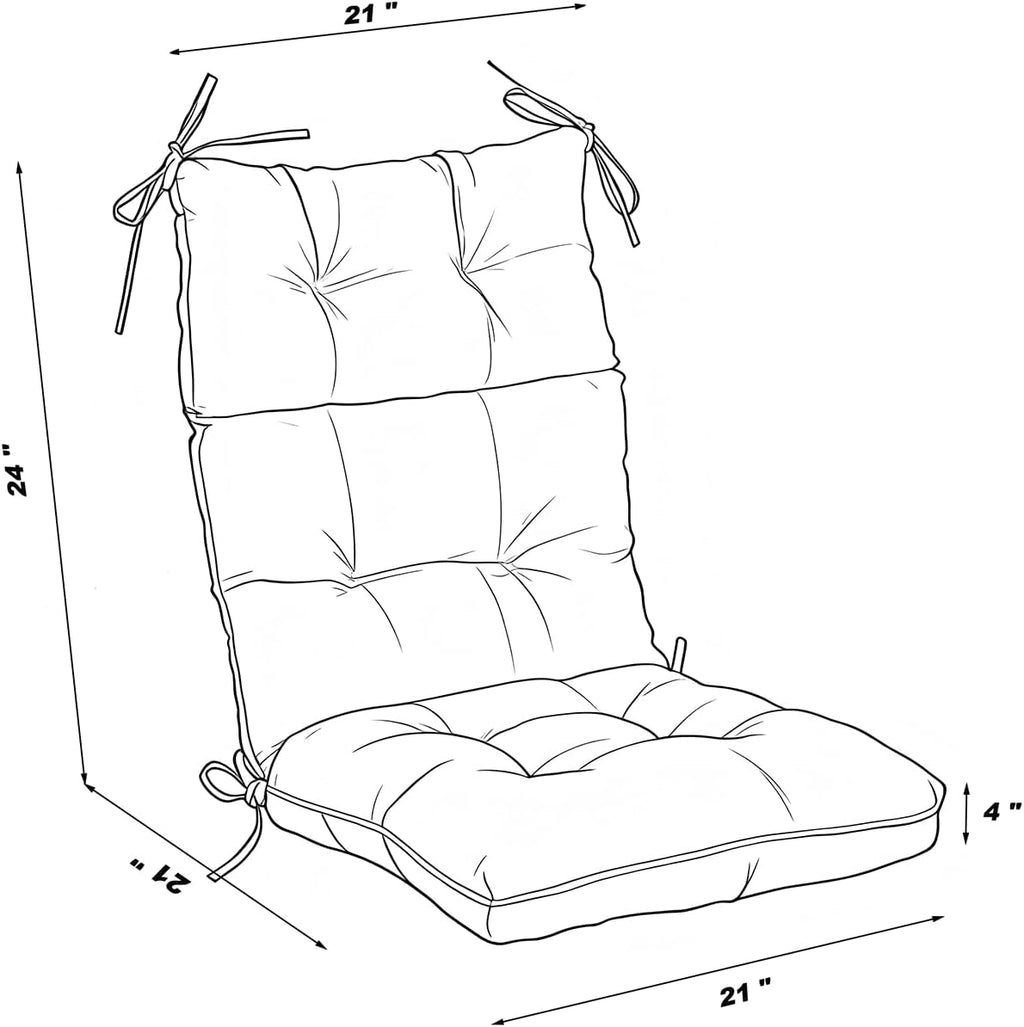 QILLOWAY Waterproof Adirondack Chair Cushion,High Back with Anti-Slip Ties, Thick Replacement Patio Seat Cushion,for Indoor/Outdoor Rocking Chair,Tan/Grey