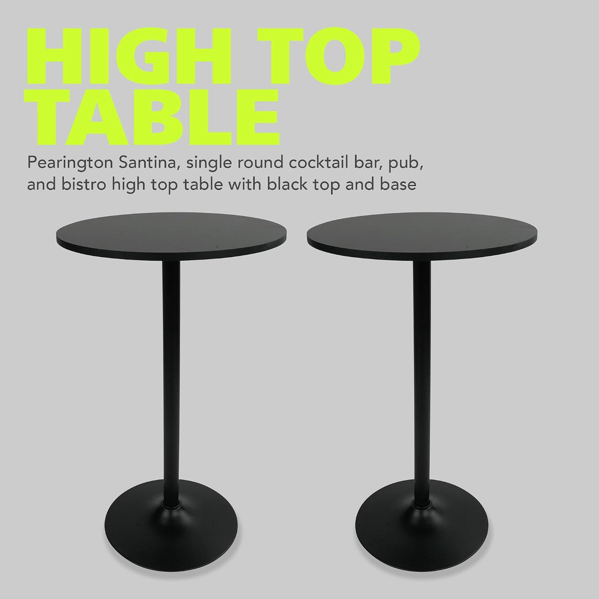 Pearington Santina 2 Pack Round Bar and Pub Table, Black