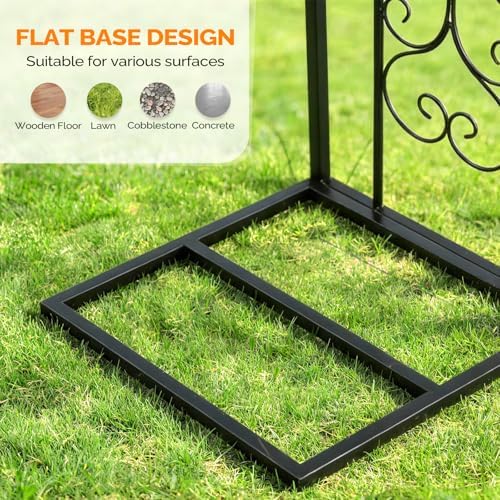 VINGLI Garden Arbor, 7.6ft Arch Trellis for Climbing Plants, Metal Garden Arbor with Flat Base, for Wedding, Entryway, Courtyard, Arch for Halloween, Christmas