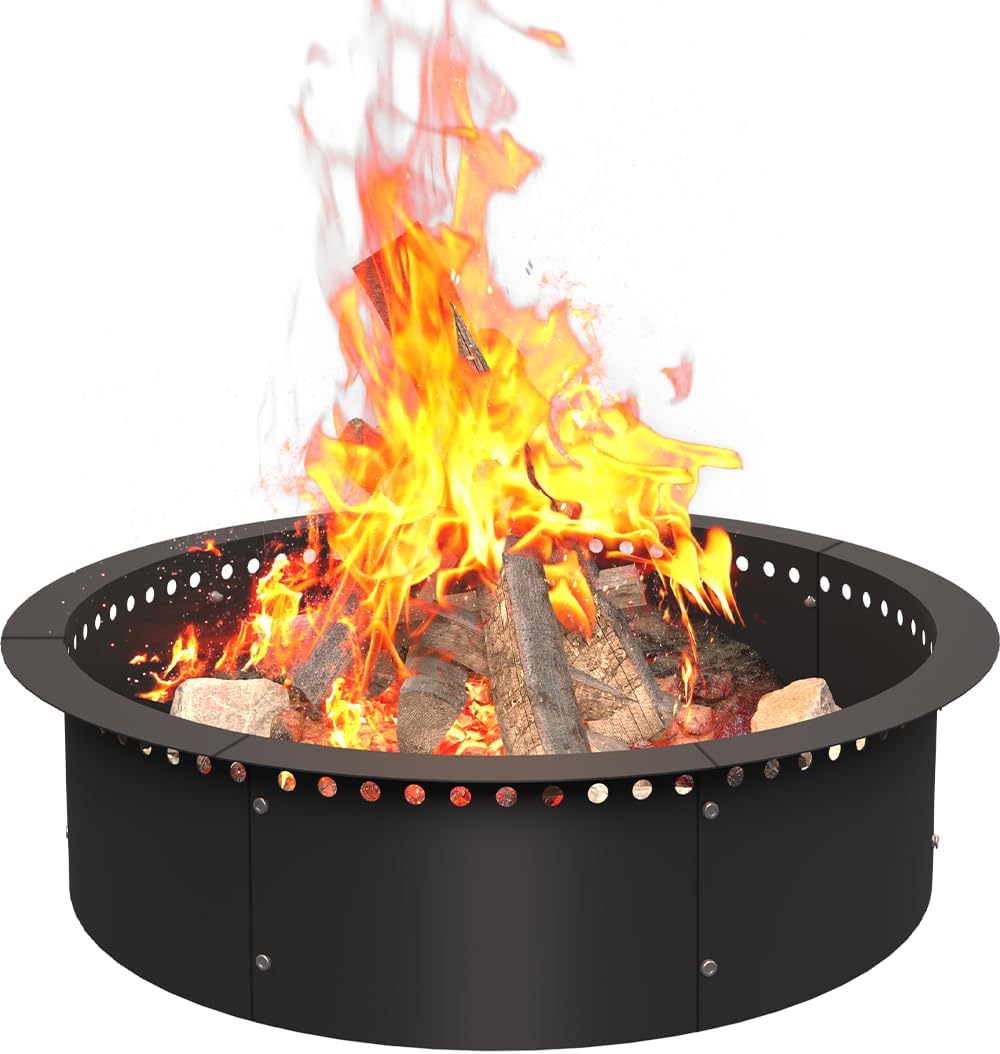 28 Inch Smokeless Fire Pit Ring Insert Firepit Kit Outdoor, Black