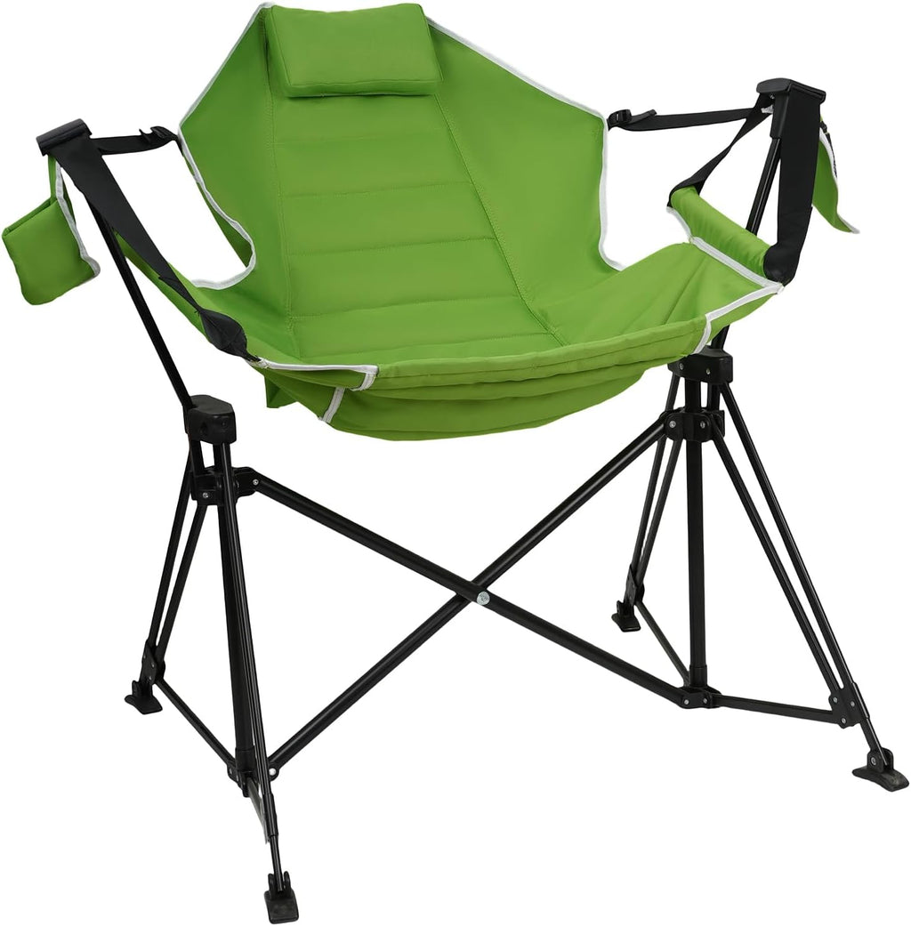 Hammock Camping Chair Folding 350lbs Foldable Portable Rocking Chairs for Adults Outside Swinging Camp with Stand Lawn Garden Hanging Outdoor