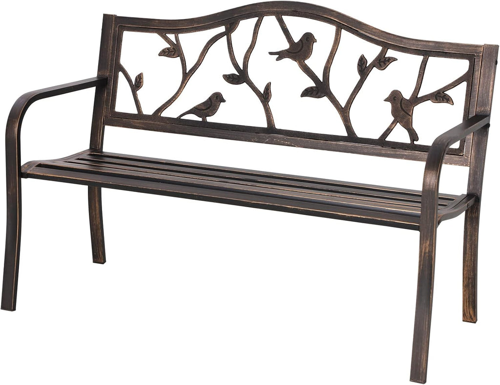 Sophia & William 50 Inches Outdoor Bench for Patio and Park, Bird Bronze