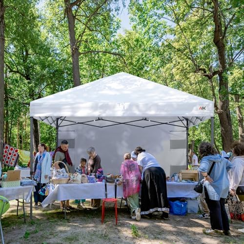 ABCCANOPY 10x10 Heavy Duty Pop Up Canopy Tent with Storage Sidewall, White
