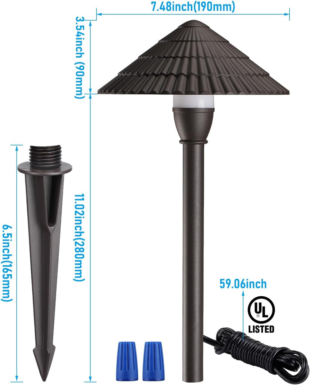 LEONLITE 4-Pack LED Low Voltage Landscape Path Lights, 12-24V AC/DC, 4000K