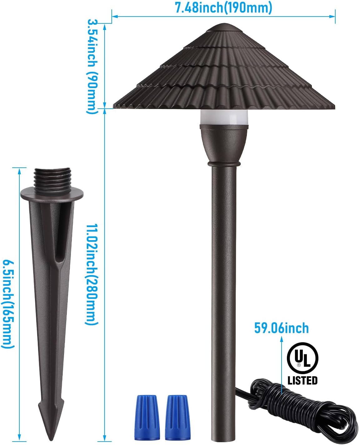 LEONLITE 4-Pack LED Low Voltage Landscape Path Lights, 12-24V AC/DC, 4000K