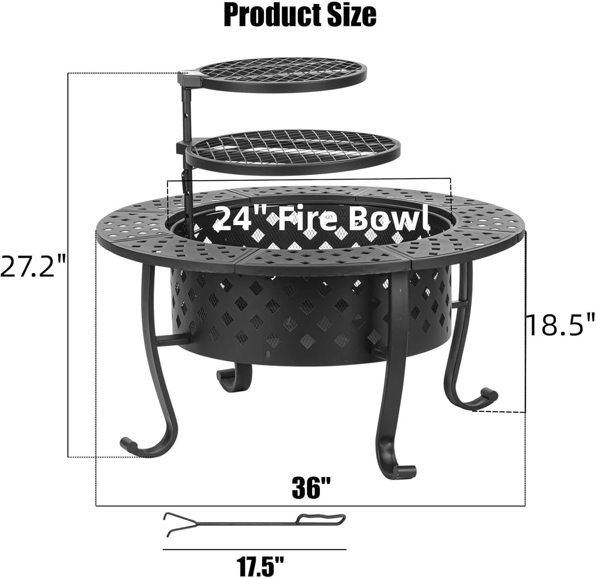 Panovue 36 Inch Outdoor Fire Pit with 2 BBQ Grills