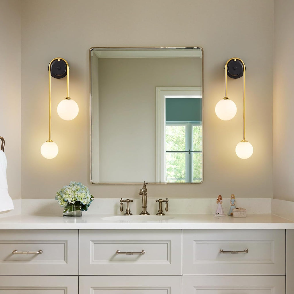 Globe Wall Sconce, Double Hanging Ball Sconce, Modern Indoor Sconces