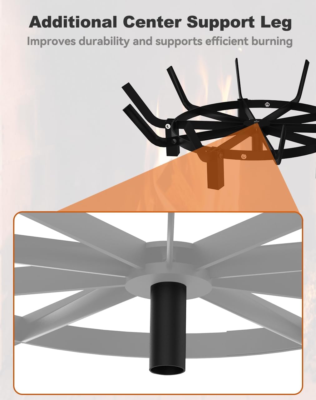 Mondazie Round Fire Pit Grill Grate 24 Inch, Fireplace Grate with 10 Bars