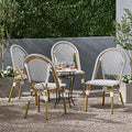 Christopher Knight Home Philomena Outdoor French Bistro Chair (Set of 4), Black + White + Bamboo Print Finish