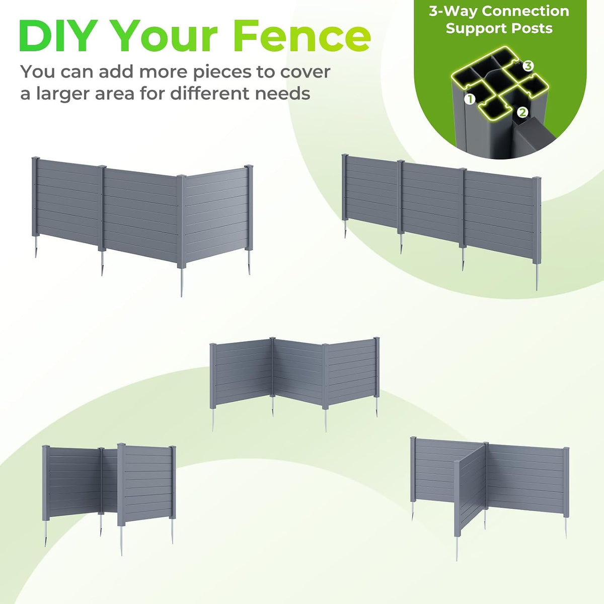 GIANTEX No-Dig Air Conditioner Fence, 3 Panels, 48''W x 36''H, Gray