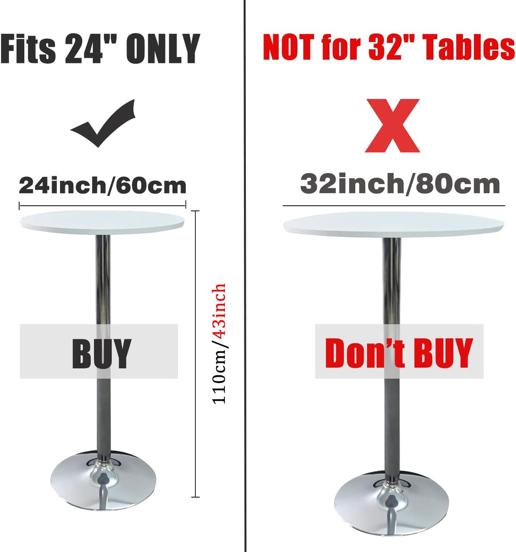 4 Pack 24"x43" White Spandex Cocktail Table Skirt, Fits 24" Round Tables