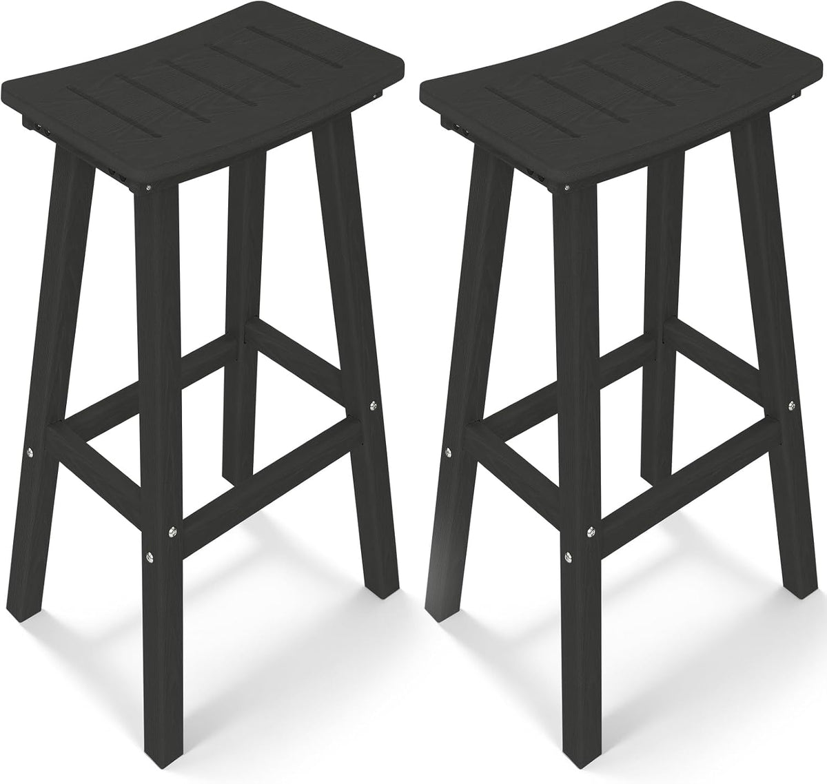 Outdoor Bar Stools Set of 2, 29" HDPE Bar Height Chairs