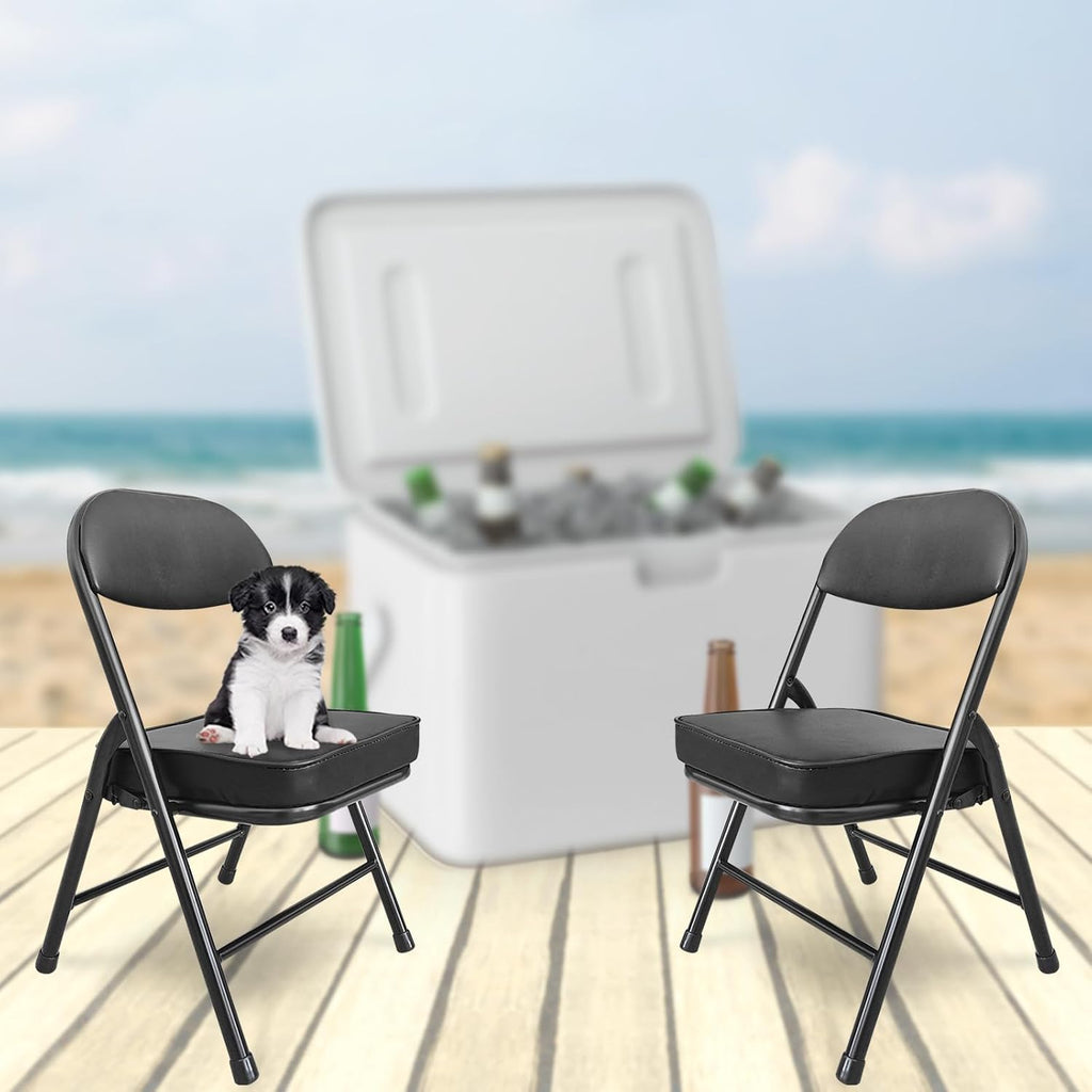 Mini Padded Folding Chair - Black 2 Pack Camping Stool