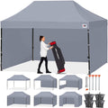 ABCCANOPY Heavy Duty Easy Pop up Canopy Tent with Sidewalls 10x15, Gray