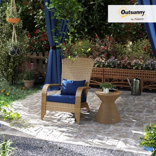 Outsunny Patio Wicker Adirondack Chair Outdoor Dark Blue