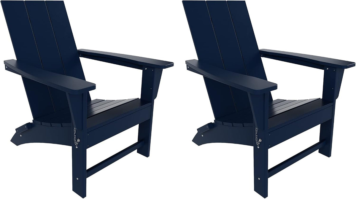 WestinTrends Ashore Modern Outdoor Folding Adirondack Chair (Set of 2), Navy Blue