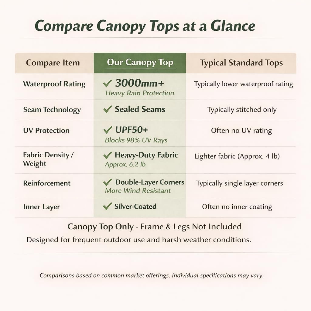 10x10 canopy replacement top cover for pop up showing dimensions