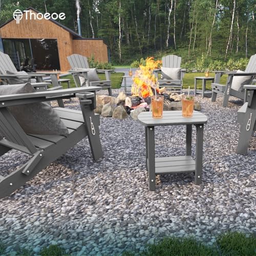 THOEOE Outside Side Table, Weather Resistant Grey