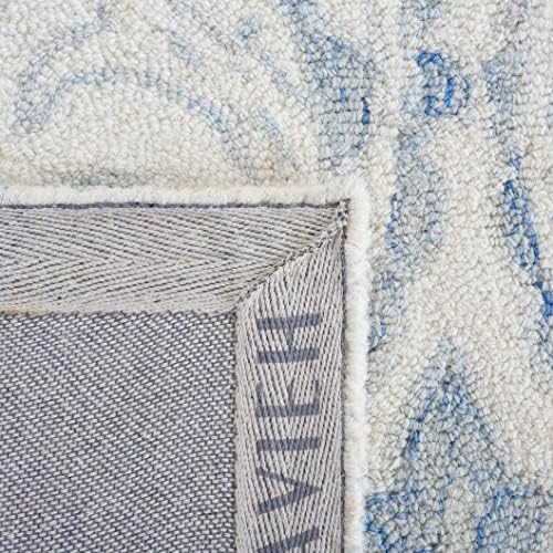 SAFAVIEH Micro-Loop Collection 10' x 14' IvoryBlue MLP532A Handmade Premium Wool Living Room Dining Bedroom Area Rug