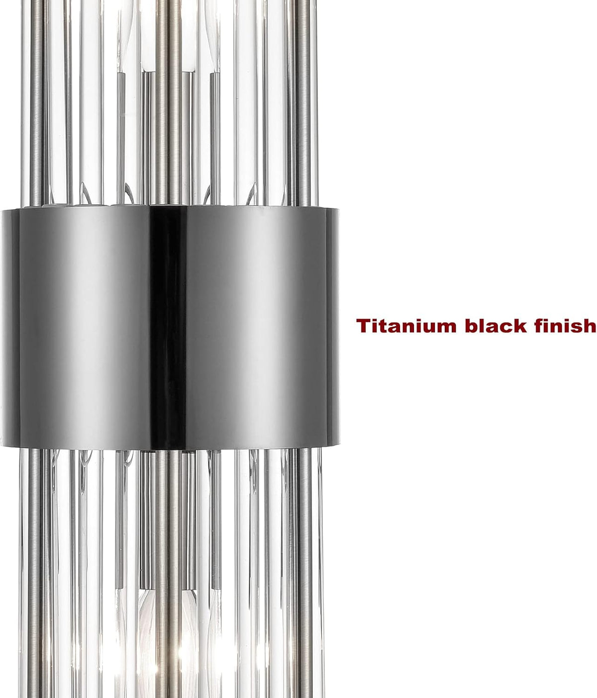 2-Light Modern Wall Sconce Black Clear Glass Crystal Vanity Light