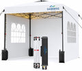 10X10 Pop Up Canopy Tent with 3 Sidewalls,Easy Up Canopy,Commercial Instant Shelter,Heavy Duty One Person Set Up Event Tent,White