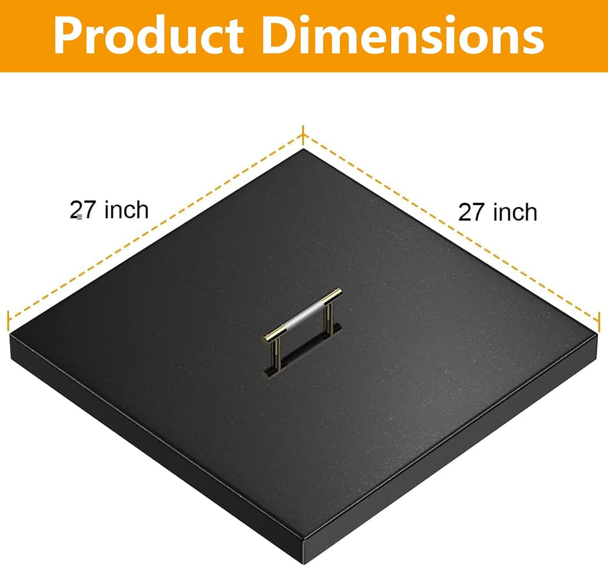 AJinTeby Fire Pit Lid Fits 24" x 24" Drop-in Fire Pit Pan, 27" x 27" Upgrade Porcelain Steel Fire Pit Cover, Fire Pit Cover Rectangular Burner Pan