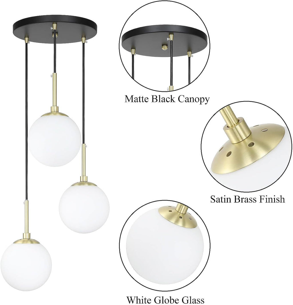 xinbei lighting 3-light cluster globe pendant light for, view 9
