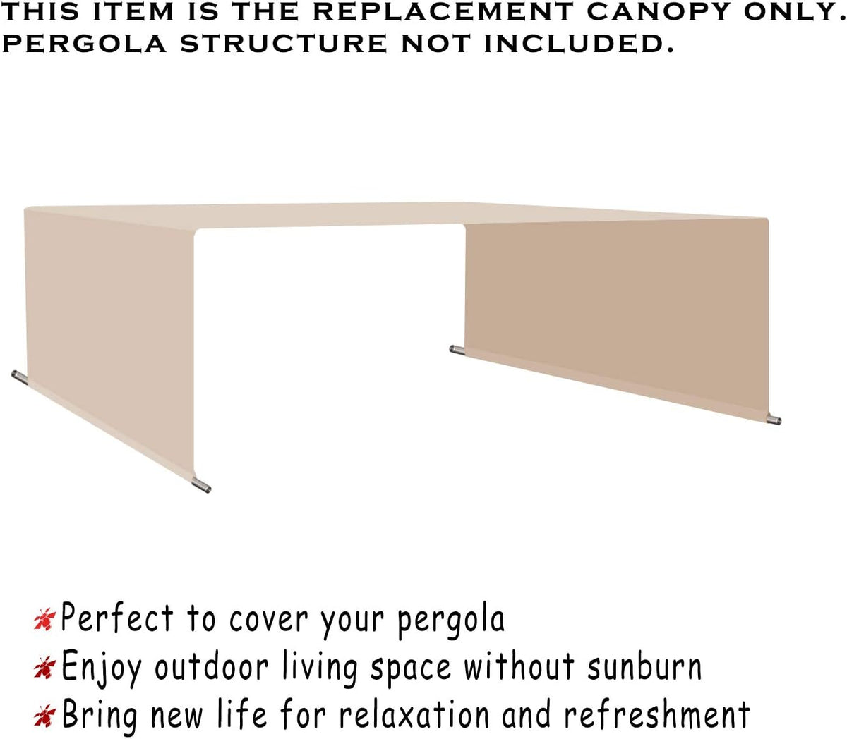Alion Home Waterproof Pergola Cover - Universal Replacement Canopy (12' L x 9' W, Beige)