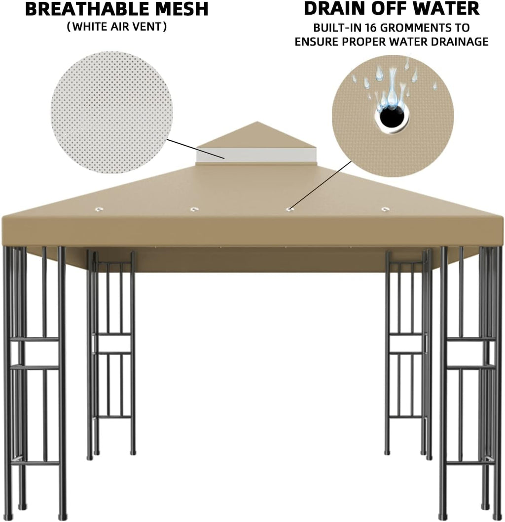 Sumfaller 10x10 FT Gazebo Replacement Canopy Top Cover