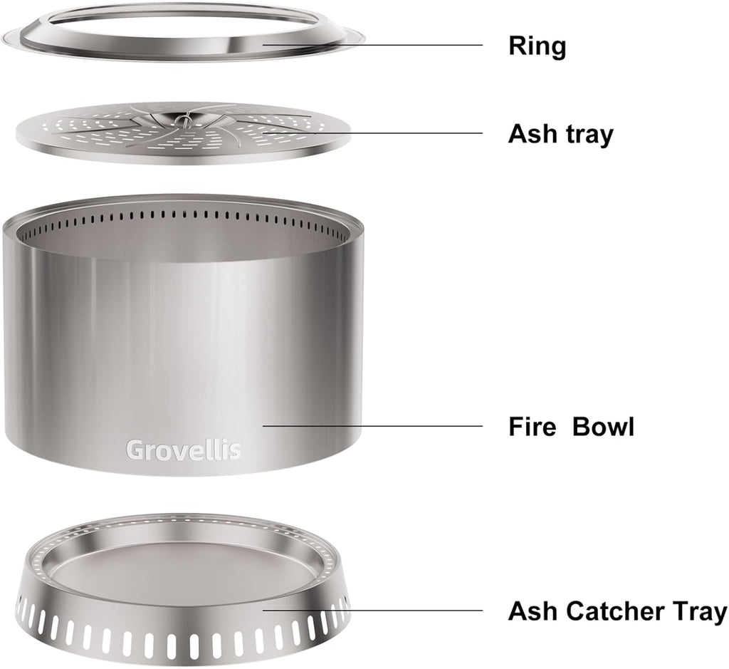 27 inch smokeless fire pit with waterproof cover, package contents