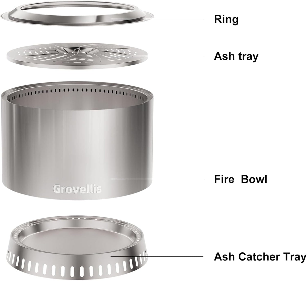 27 inch smokeless fire pit with waterproof cover, package contents