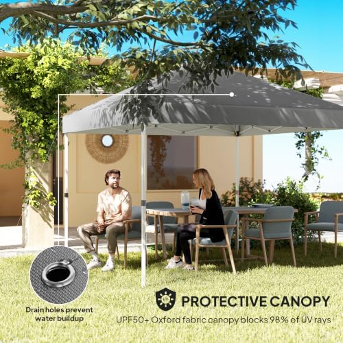 Outsunny 10' x 10' Pop Up Canopy Tent with 2 Half Sidewalls UV50+ Dark Gray