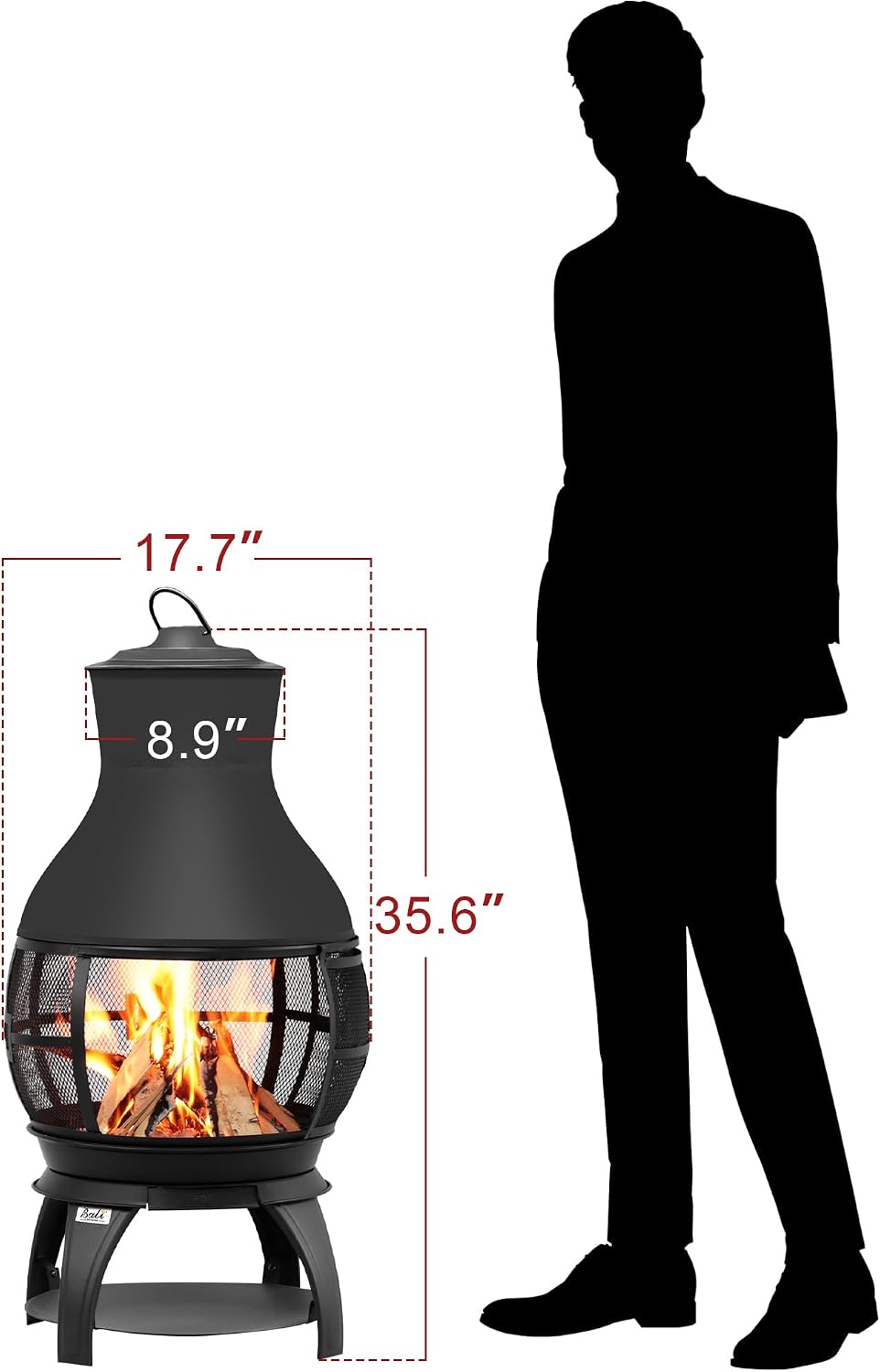 bali outdoors fire pit wood burning chiminea outside, close-up detail