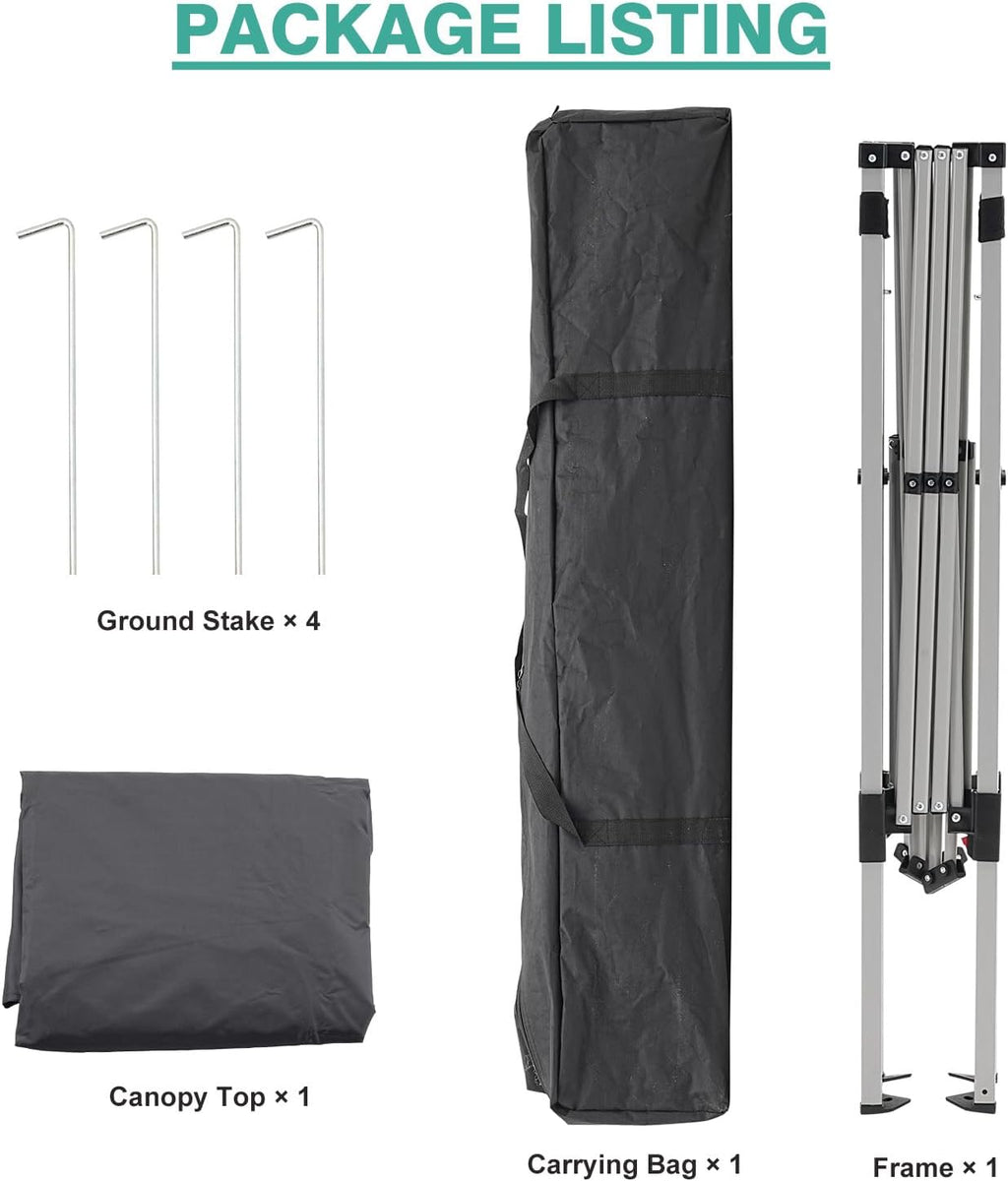 10x10ft slant leg pop up canopy tent, portable, package contents