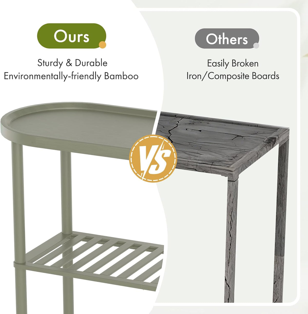 Small Console Table Bamboo 30.7", Modern Entryway Table Green 2-Tier, Narrow Console Table with Anti-Fall Edge, Small TV Stand for Bedroom, Indoor Plant Stand, Sofa Side Table 5min Easy Assembly