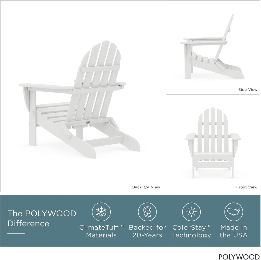 POLYWOOD AD5030WH Classic Folding Adirondack Chair, White 35.7 x 29 x 35.7 inches