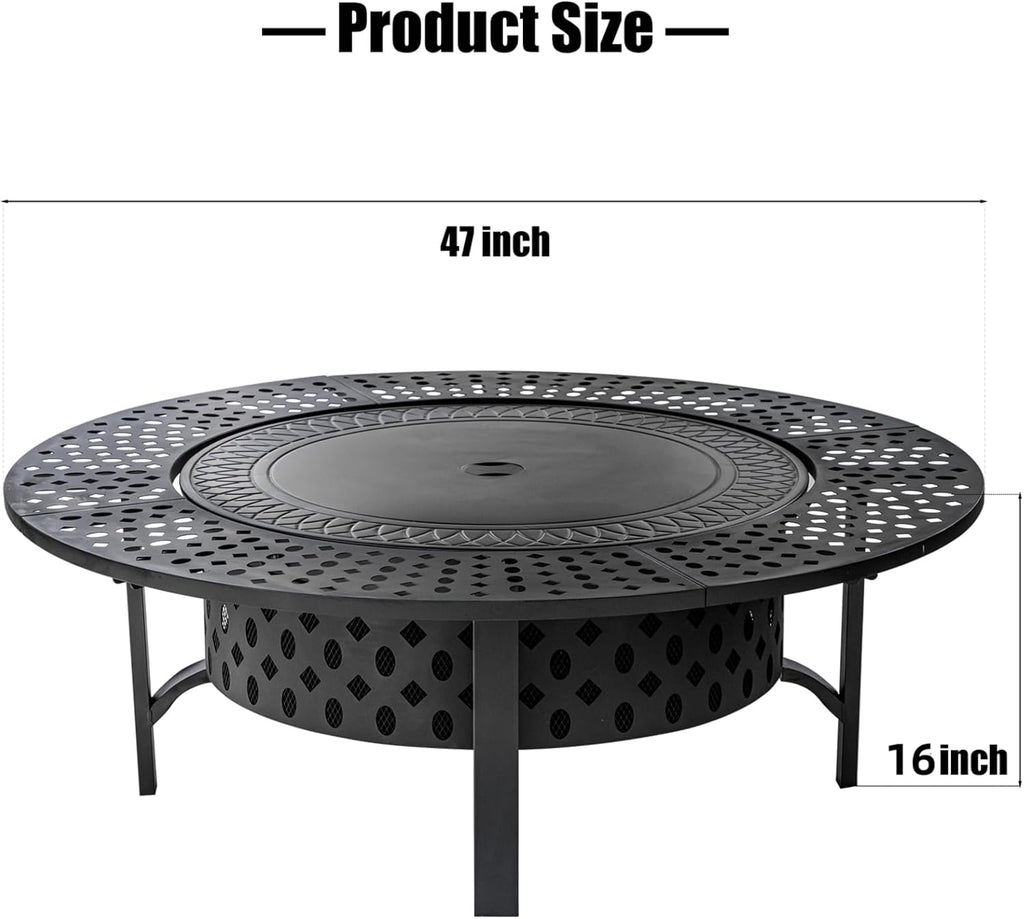 OutVue 47 Inch Fire Pit with 2 Grills